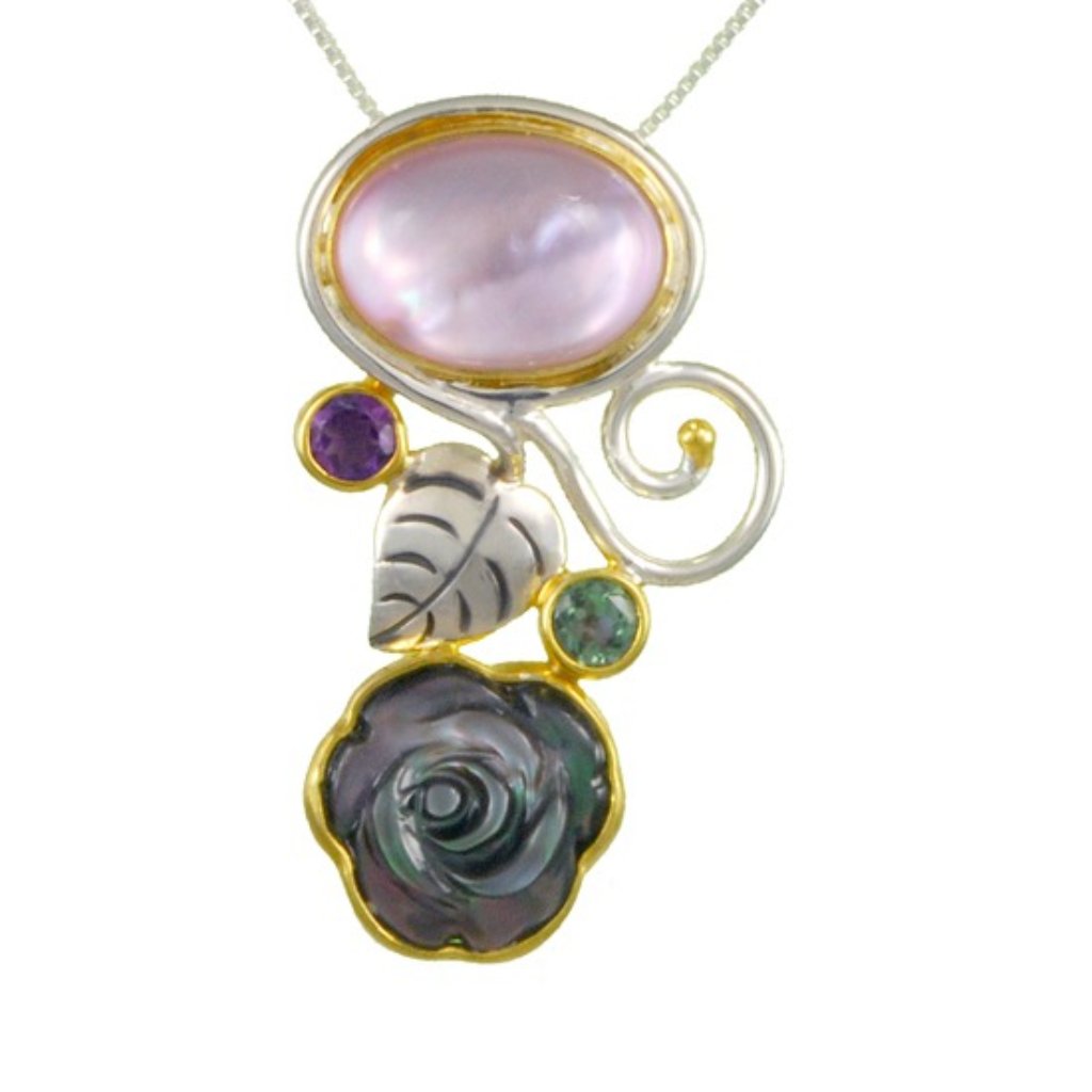 Sterling Silver And 22k Gold Vermeil Pendant With Rose De France